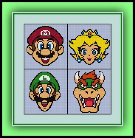 The Four Super Mario Brothers Cross Stitch Pattern
