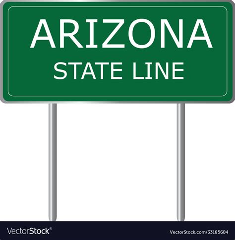Arizona State Line Green Road Sign Us State Line Vector Image