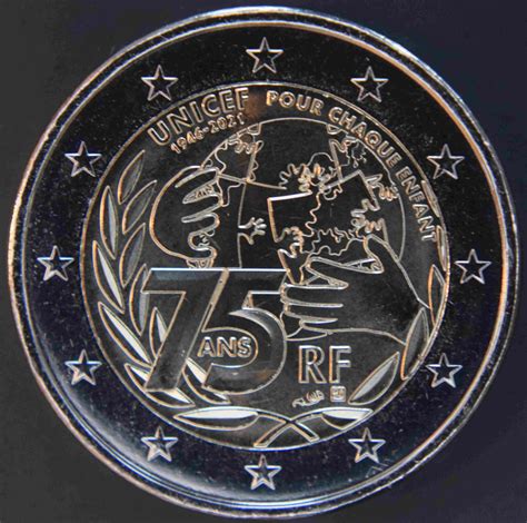 France 2 Euro Coin 75 Years Since The Foundation Of Unicef 2021