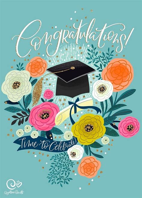 Congratulations Grad Floral Illustration By Cynthia Frenette