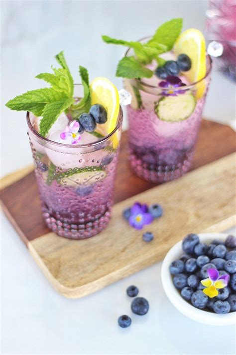 Blueberry Lemon And Cucumber Gin Mojitos Gin Cocktail Recipes Summer