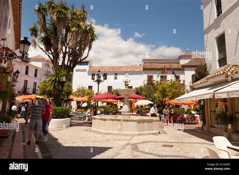 Tourists And Cafes In Orange Square Plaza De Los Naranjos Marbella