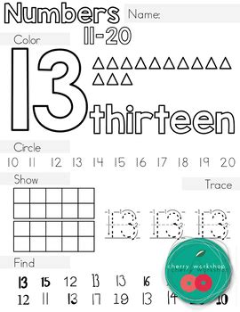 numbers worksheets 11 20 by cherry workshop teachers pay