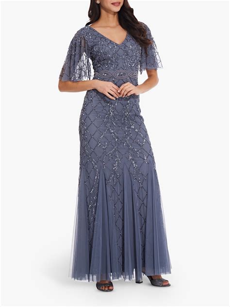 Adrianna Papell Covered Bead Gown Dusty Blue Gowns Beaded Gown