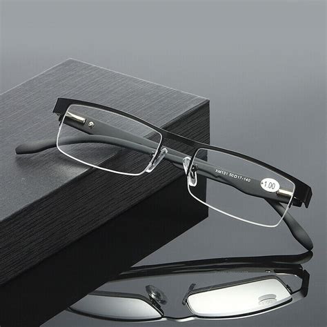 5 pairs black mens rectangular half frame reading glasses spring hinge readers ebay