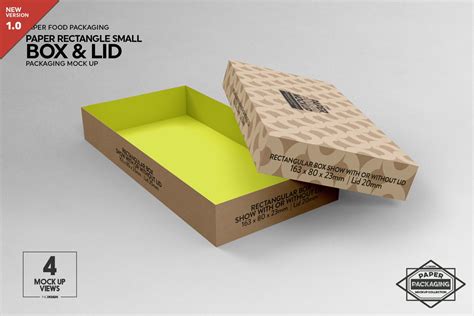 Download Small Rectangular Paper Box and Lid Packaging Mockup ...
