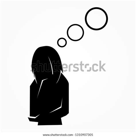 Silhouette Thinking Woman Stock Vector Royalty Free 1310907305