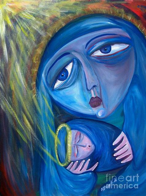 Blue Madonna Painting By Michaela Kraemer