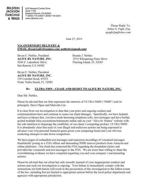 Attorney Letter Ultranmn