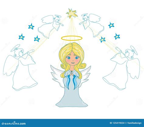 Angels Praying Black And White Vector Illustration Cartoondealer