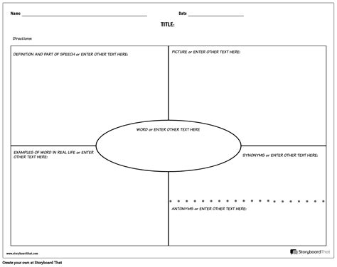 Vocabulary Words Worksheet Template