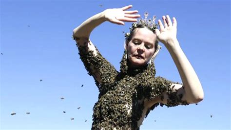 Top Less Woman Covered In 12 000 Bees Shocking Performance Art Youtube