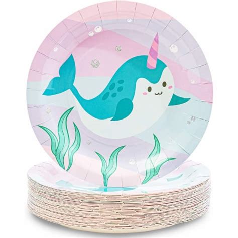 Narwhal Paper Plates For Kids Birthday Party Holographic Design 9 In