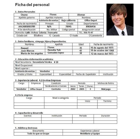 Sint Tico Foto Modelo De Ficha De Personal De Una Empresa En Excel Lleno