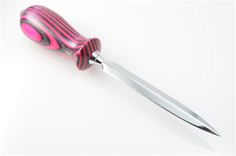 Letter Opener Pink And Grey Wood With Chrome Special Gift Desk