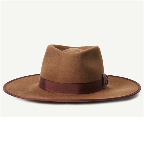 Painted Lady Brown Felt Wide Brim Fedora Hat Front View Cowboy Hat