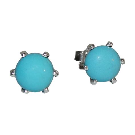 Sterling Silver And Turquoise Cabochon Stud Earrings Stud Earrings