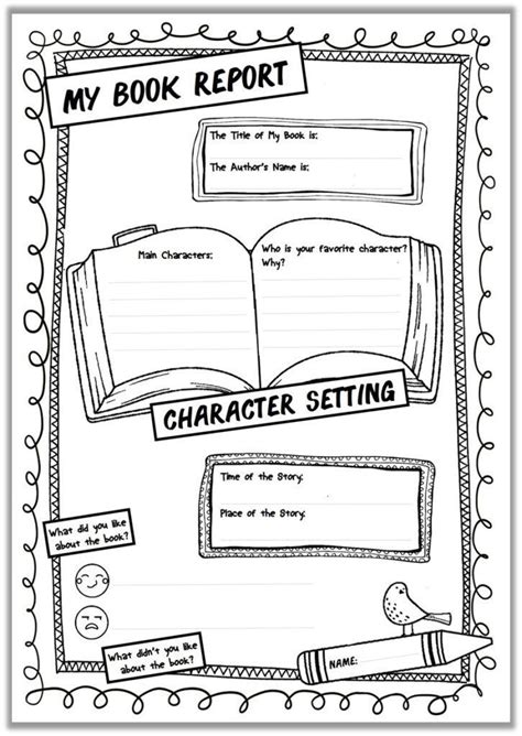 An Open Book With The Titlemy Book Report Character Settingon It In