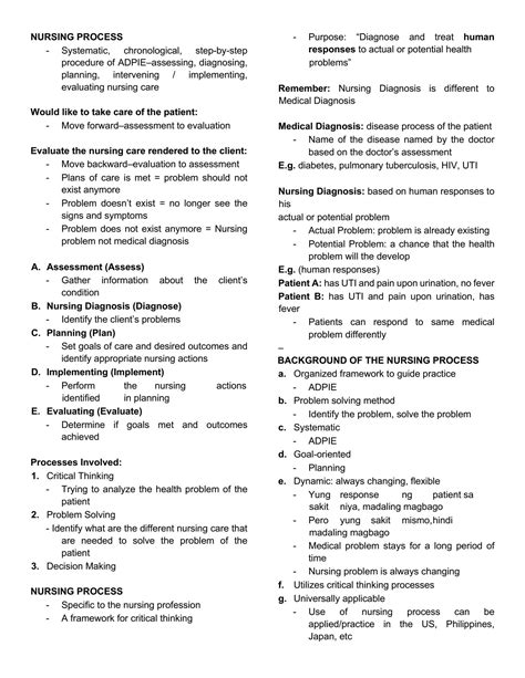 Solution Nursing Process Adpie Notes Studypool