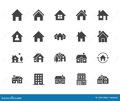 Houses Flat Glyph Icons Set Home Page Button Residential Building