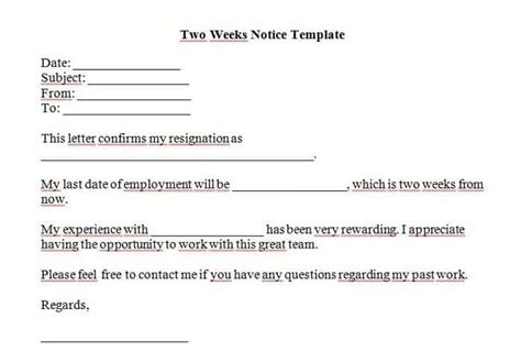 Printable two week notice letter template. 5 Free Two Weeks Notice Letter Templates - Word - Excel ...