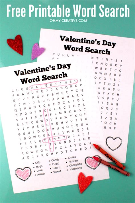 Word Search For Kids Valentines Day Printable Oh My