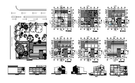 Architectural Plan Of Hotel Building With Different Section And