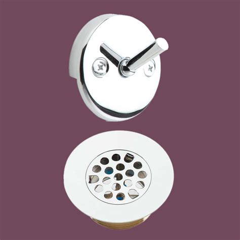 An inexpensive replacement tub may be narrower than the old tub. Tub Drain and Trip Lever Overflow Plate Replacement Parts