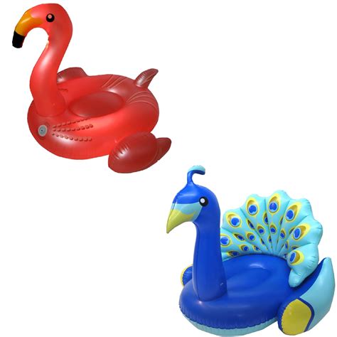 Swimline Giant Inflatable Flamingo Float And Giant Inflatable Peacock