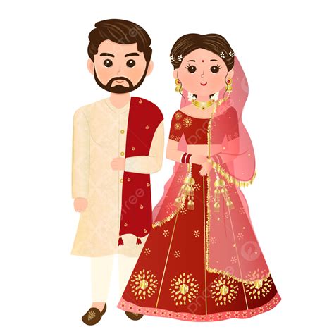 Wedding Couple Indian Cute In Traditional Outfits For Groom And Bride