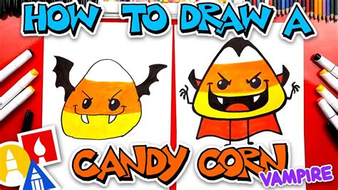 How To Draw A Candy Corn Bat And Vampire For Halloween Youtube