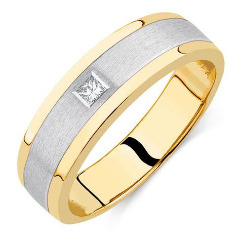 Mens Diamond Set Ring In 10ct Yellow And White Gold