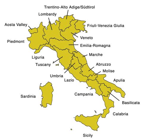Carte Des Régions Ditalie Carte Politique Et Nationale De Litalie