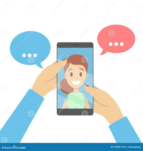 Video Chat With Friend On Mobile Phone Stock Vector Illustration Of