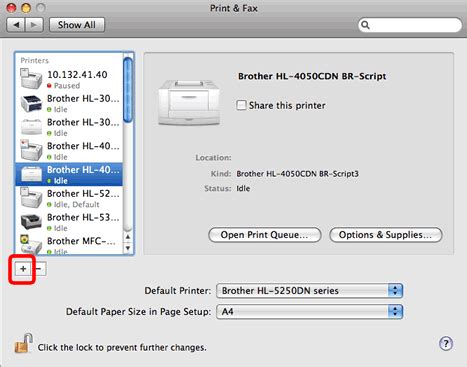 The installer driver cannot be installeed. Add my Brother machine (the printer driver) using Mac OS X ...