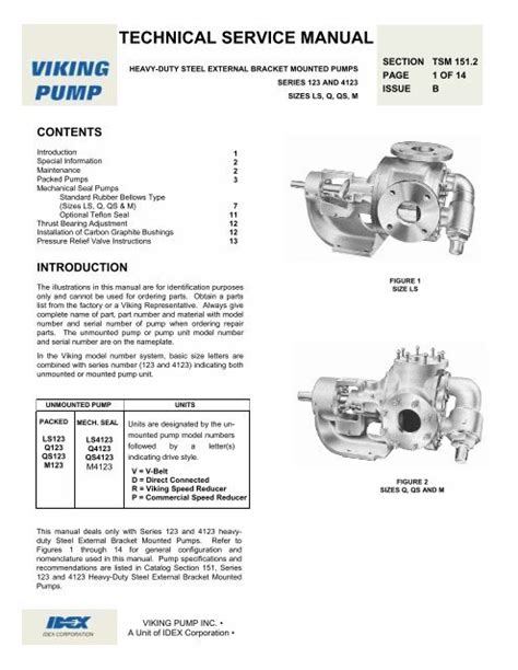 Viking Pump Technical Service Manual 1512 For Vikiing Heavy Duty