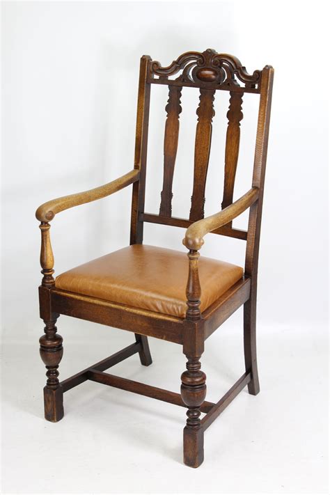 Edwardian Oak Open Armchair Desk Chair