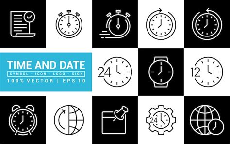 Premium Vector Collection Of Time And Date Icons Schedule Clock