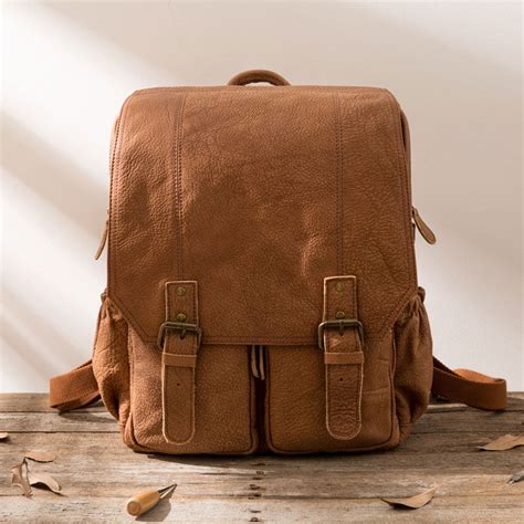 Cool Brown Mens Leather Backpacks Travel Backpacks Laptop Backpack For