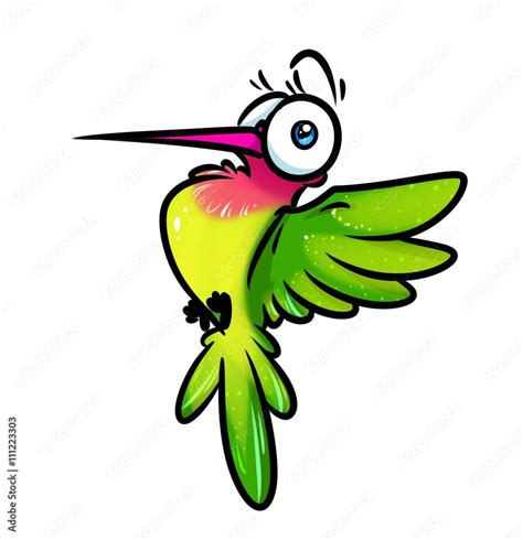 Bird Hummingbird Cartoon Illustration Isolated Image Animal Character