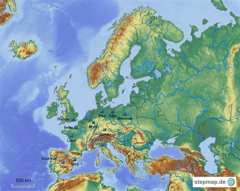 Landkarte Europa Mit Flüssen Landkarte