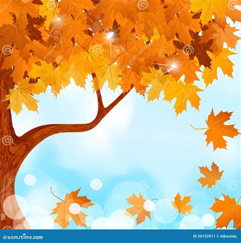 Autumn Tree Maple Leaves Against The Blue Sky Stock Vector
