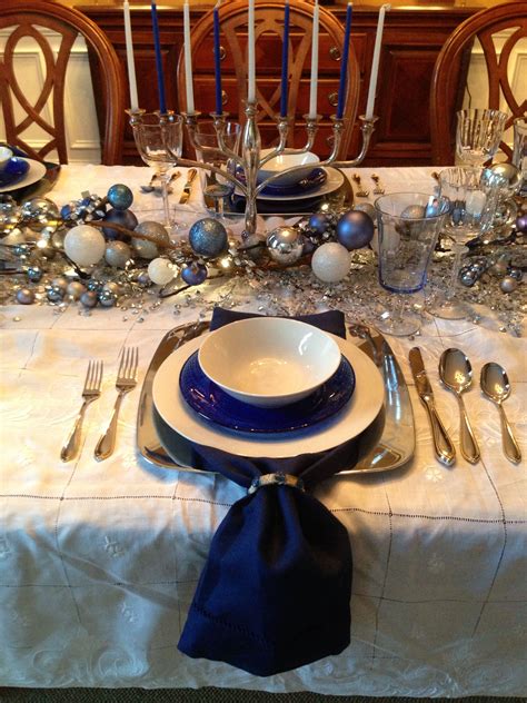 Hanukkah table setting by Tracey Pred | Hanukkah table setting, Hanukkah decorations, Hannukah ...