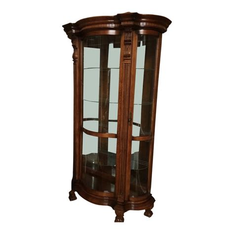 Glass curio cabinets glass cabinet doors glass shelves glass doors china cabinets display cabinets living room furniture home furniture pulaski furniture pacific heights brown curved front curio. Pulaski Curved Curio Cabinet | Chairish