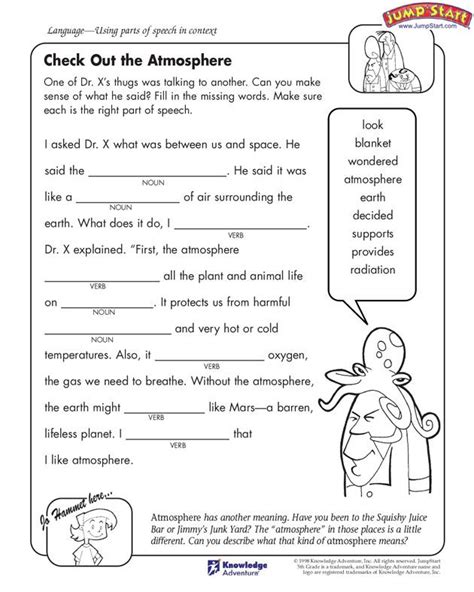 Identifying Parts Of Speech Worksheets Printables 5th Grade Learning