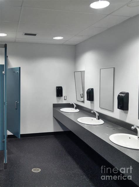 Clean Simple Public Washroom Sinks Toilet Stalls Photograph By Stephan