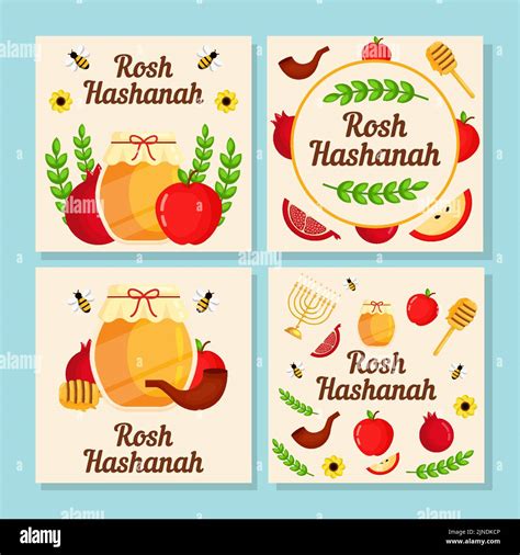 Rosh Hashanah Illustration Greeting Card Collection Stock Vector Image
