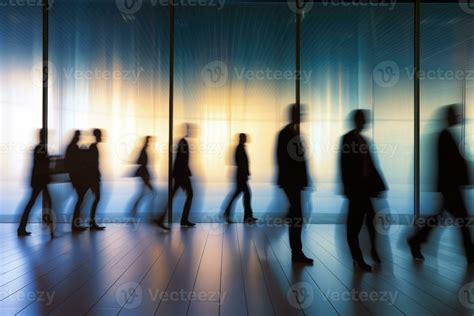 People Silhouettesin Business Office With Motion Blur Effect Generative Ai Stock Photo