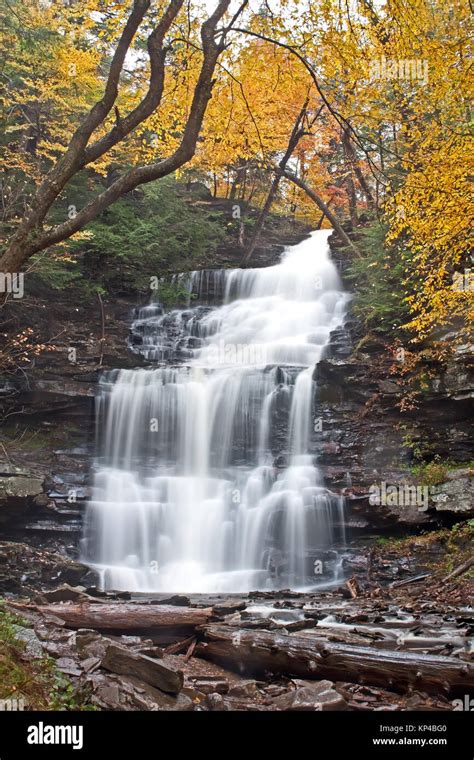Waterfall At Ricketts Glen State Parkbentonpennsylvaniausa Stock