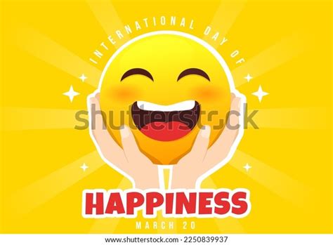 World Happiness Day Celebration Illustration Smiling Stock Vector